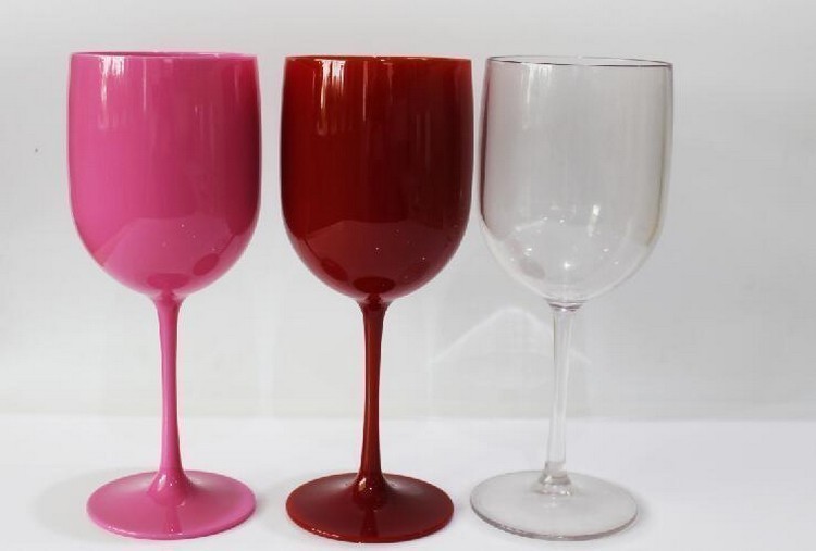 Pink Red Wine Glass Plastic Red Wine Goblet Food Grade as Acrylic PS Plastic Champagne Glass Plastic Juice Cup