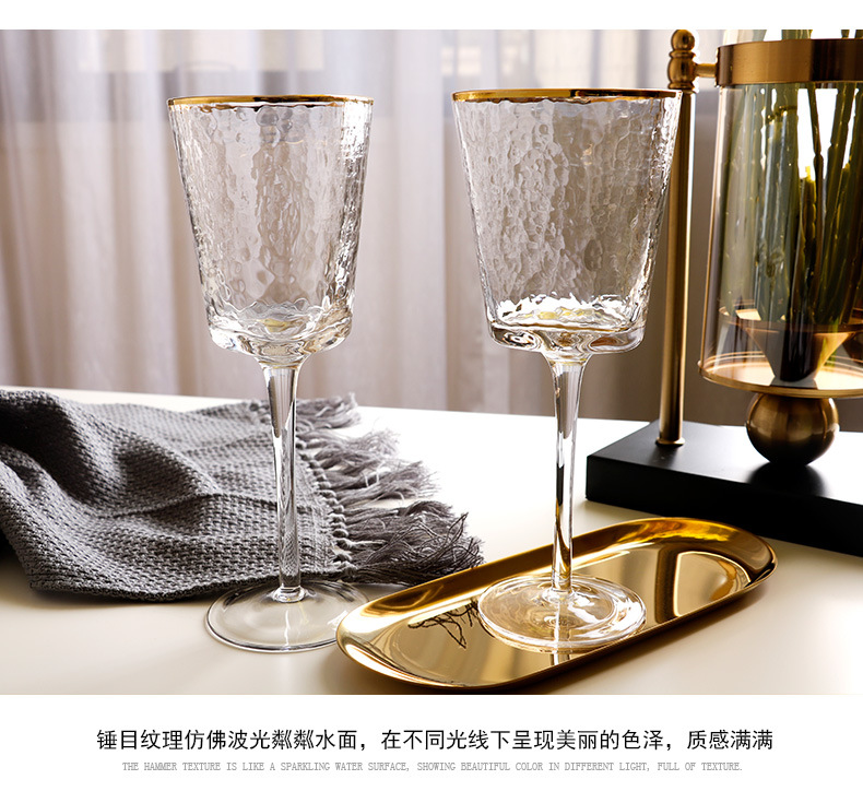 Creative Hammer Golden Edge Crystal Wineglass Champagne Glass European Goblet Wine Glass Red Wine Glass
