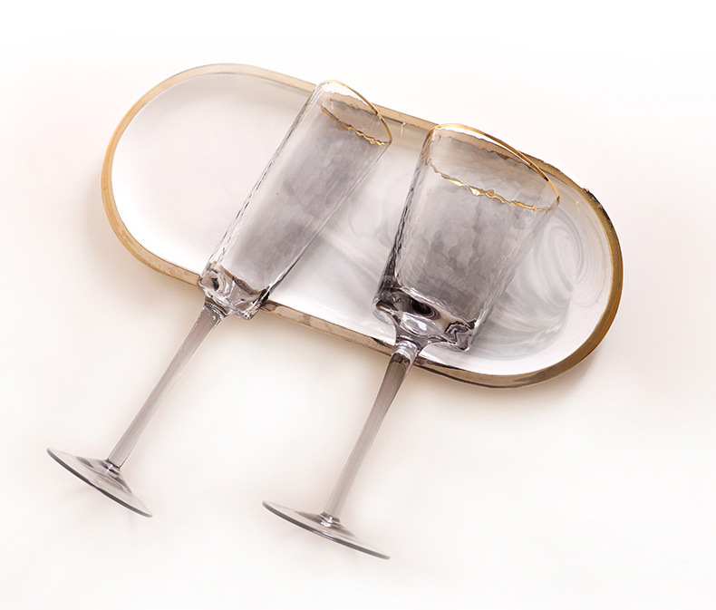 Creative Hammer Golden Edge Crystal Wineglass Champagne Glass European Goblet Wine Glass Red Wine Glass