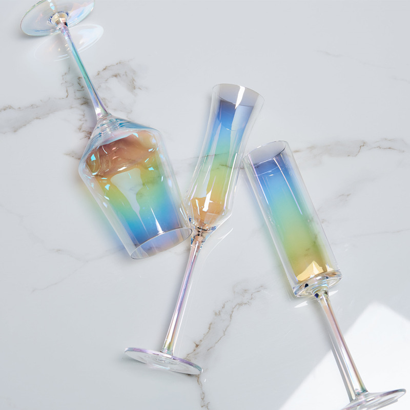 Goblet Rainbow Cup Colorful Crystal Champagne Glass Color Red Wine Glass Creative Ion Plating Wine Glass Champagne Glass
