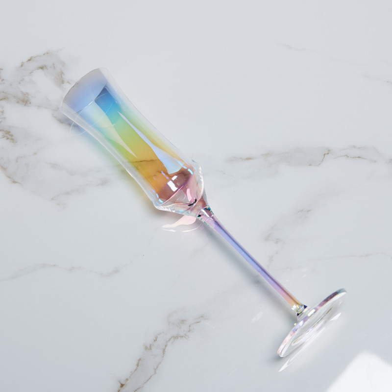 Goblet Rainbow Cup Colorful Crystal Champagne Glass Color Red Wine Glass Creative Ion Plating Wine Glass Champagne Glass