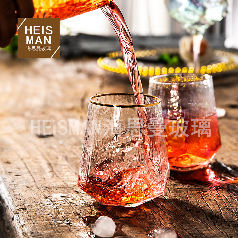 Diamond Diamond Hammer Red Wine Glass LeadFree Household Crystal Goblet Champagne Glasses Water Ripple Wine Glass