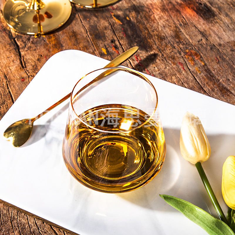 European-Style Gold Rod Crystal Goblet Creative Ion-Plated Wine Glass Western Wine Set Champagne Glass Factory Direct Sales