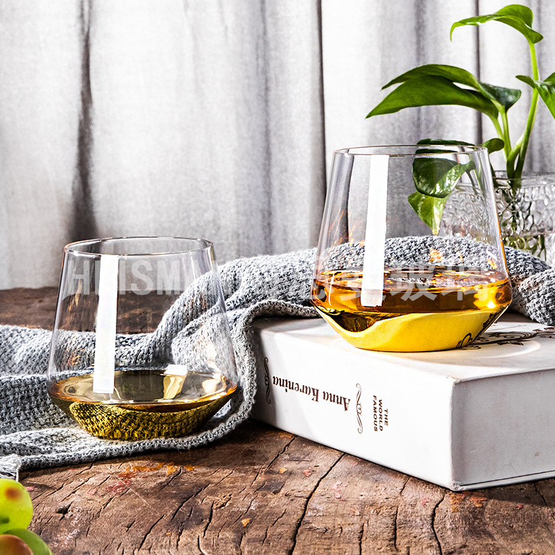 European-Style Gold Rod Crystal Goblet Creative Ion-Plated Wine Glass Western Wine Set Champagne Glass Factory Direct Sales