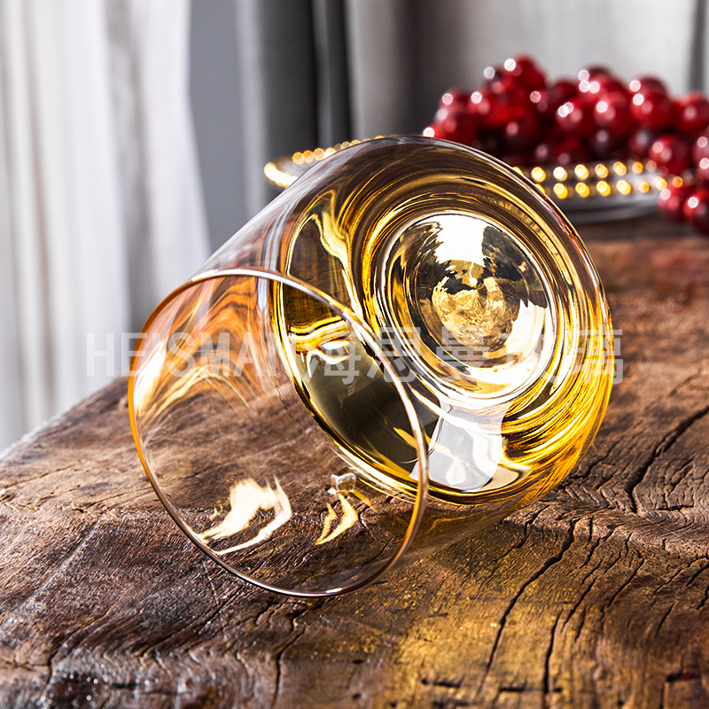 European-Style Gold Rod Crystal Goblet Creative Ion-Plated Wine Glass Western Wine Set Champagne Glass Factory Direct Sales