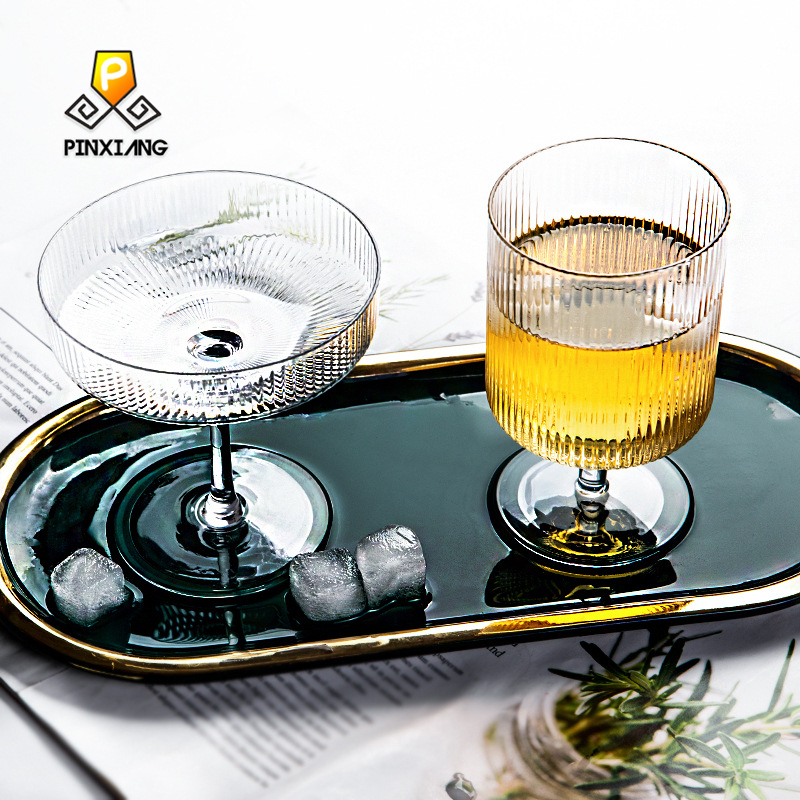 Northern European Ins Wind Bar Cocktail Glass High Base Champagne Glass Household Vertical Ice Cream Cup Dessert Cup