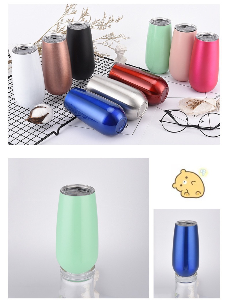 Foreign Trade Straight Hair Stainless Steel Egg Shell Cup Creative Beer Champagne Glass Wine Thermos Cup Fashion Student Portable Teapot