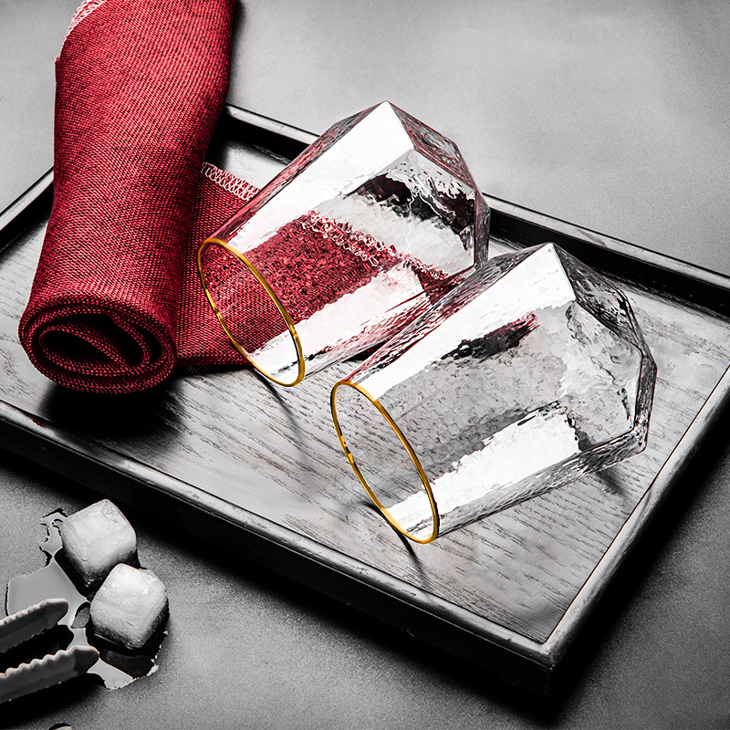 European-Style Diamond-Shaped Hammered Phnom Penh Red Wine Glass Champagne Glass Crystal Glass Goblet Wine Glass Home Decoration