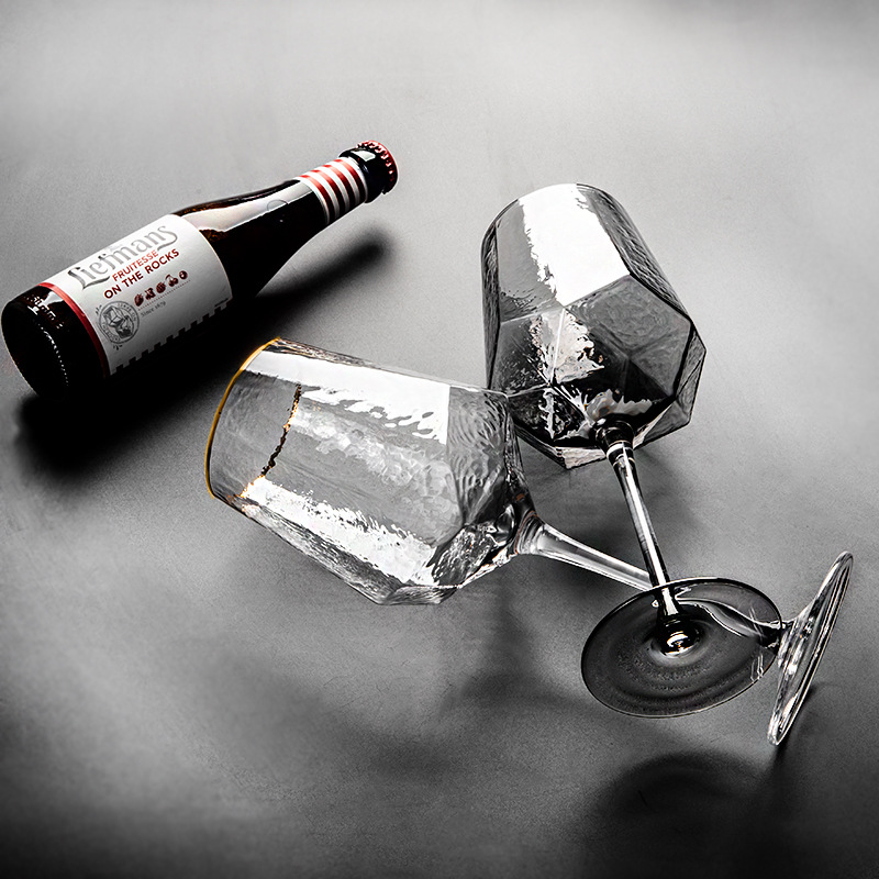 European-Style Diamond-Shaped Hammered Phnom Penh Red Wine Glass Champagne Glass Crystal Glass Goblet Wine Glass Home Decoration