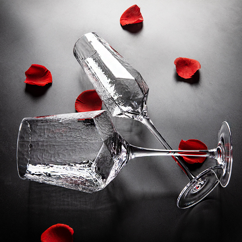 European-Style Diamond-Shaped Hammered Phnom Penh Red Wine Glass Champagne Glass Crystal Glass Goblet Wine Glass Home Decoration