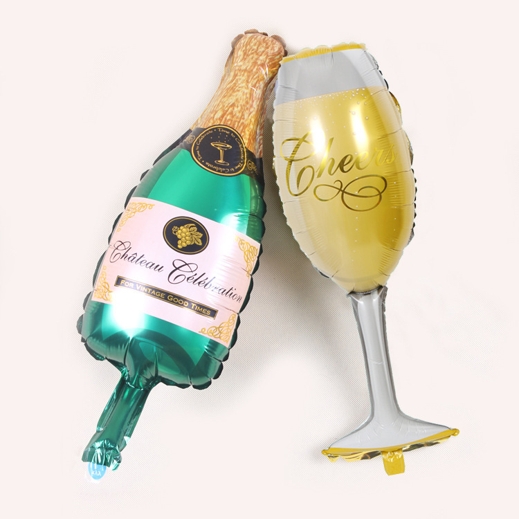Factory Champagne Glass Balloon Birthday Party Decoration Balloon Wine Bottle Goblet Shape Aluminum Film Balloon Factory Champagne Glass Balloon Birthday Party Decoration Balloon Wine Bottle Goblet Shape Aluminum Film Balloon