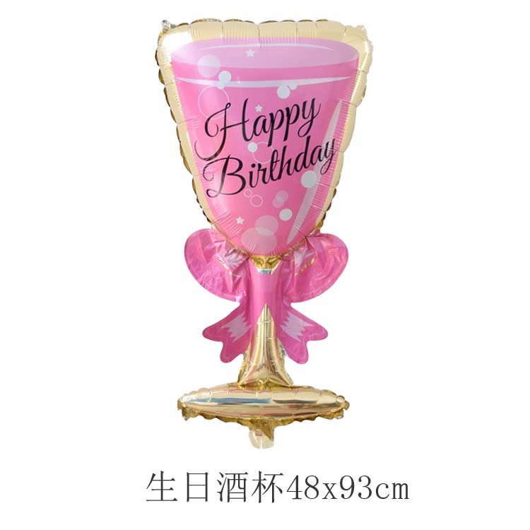 Factory Champagne Glass Balloon Birthday Party Decoration Balloon Wine Bottle Goblet Shape Aluminum Film Balloon