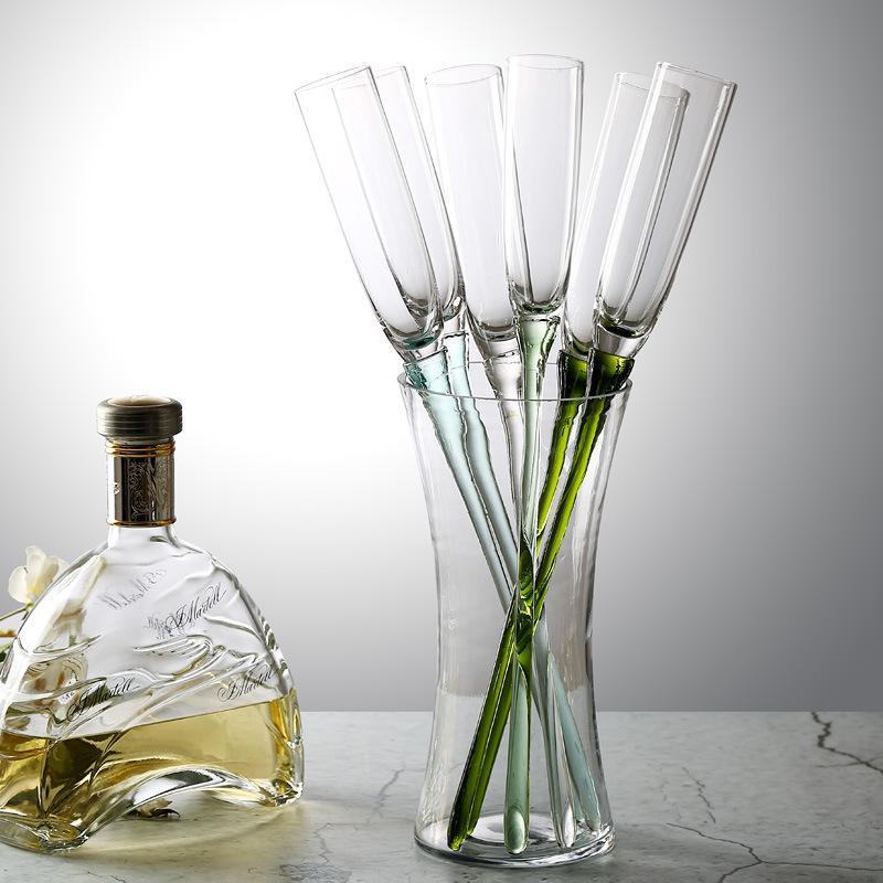 Factory Direct Supply Color Beach Champagne Glass 6 Cups 1 Seat Set Bubble Champagne Goblet Champagne Glass
