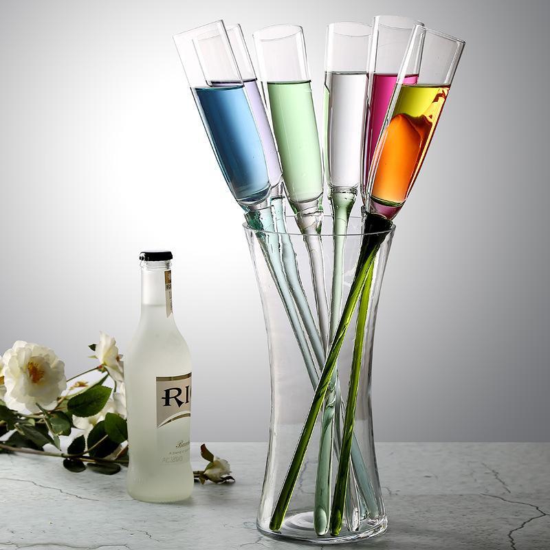 Factory Direct Supply Color Beach Champagne Glass 6 Cups 1 Seat Set Bubble Champagne Goblet Champagne Glass