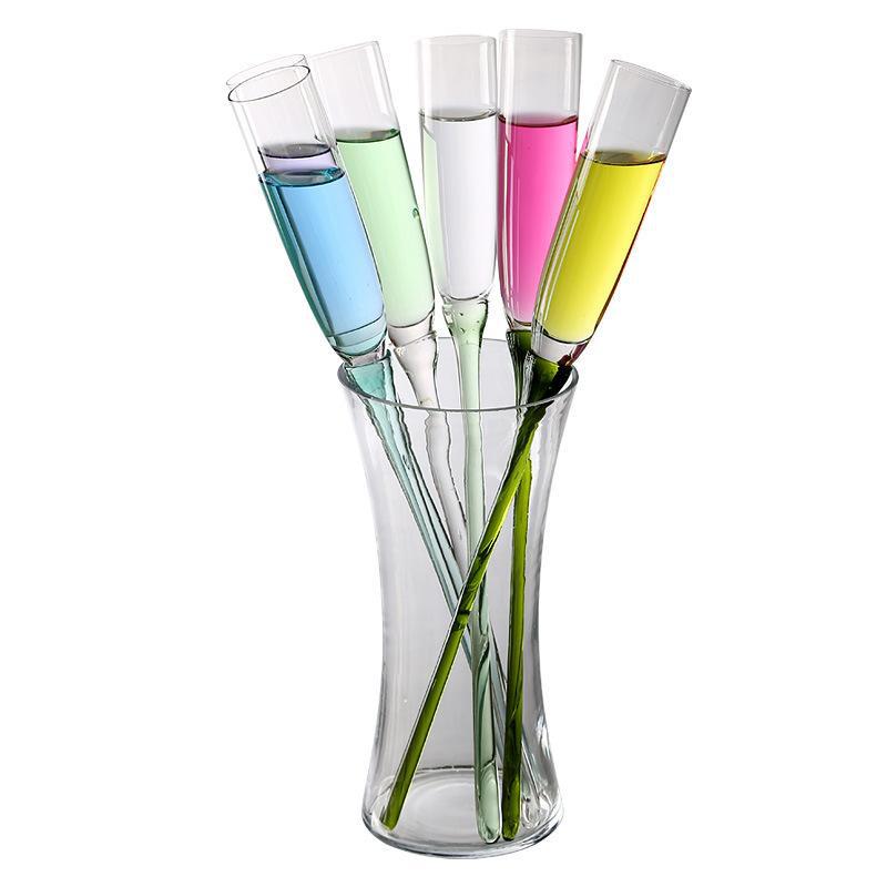 Factory Direct Supply Color Beach Champagne Glass 6 Cups 1 Seat Set Bubble Champagne Goblet Champagne Glass