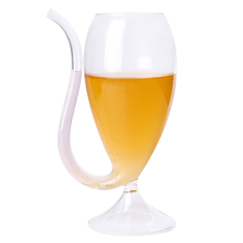Glass Personalized Creative with Feet Cocktail Glass Crystal Straw Champagne Glass High Straw Juice Glass Water Cup
