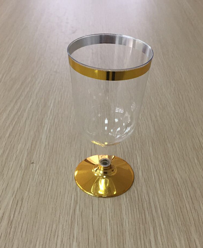 Disposable Goblet High-Grade Plastic Wine Glass Golden Edge Silver Champagne Glass Rose Gold Wine Glass Plastic