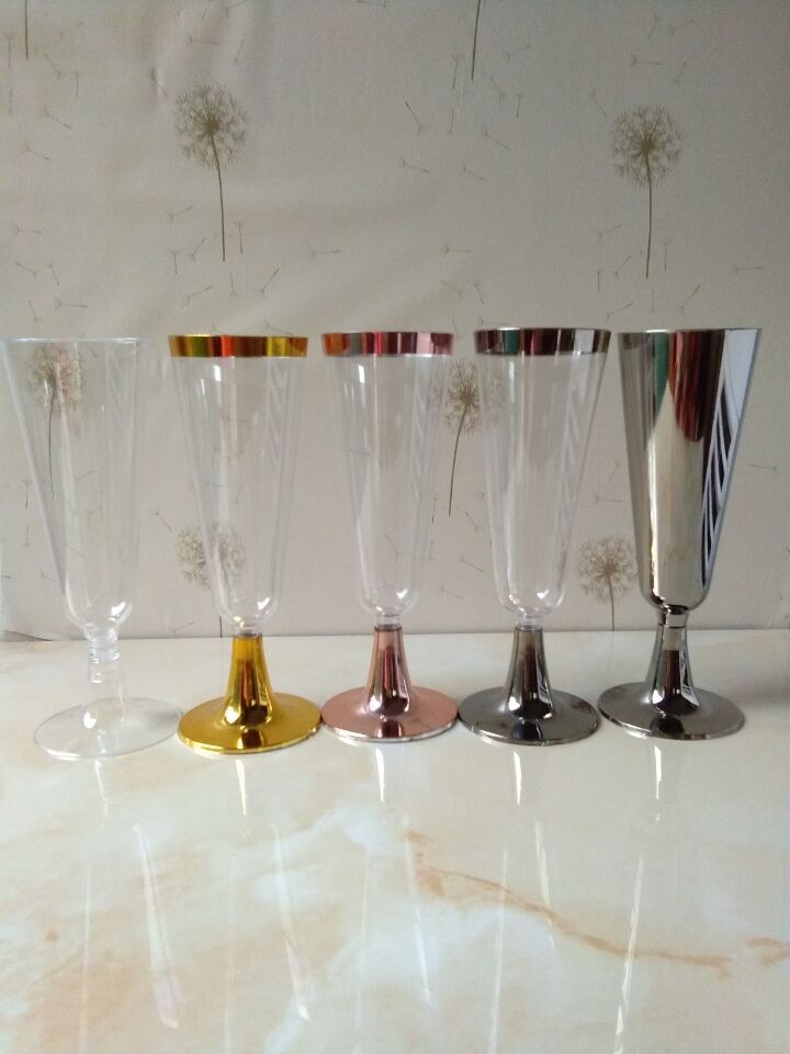 Disposable Goblet High-Grade Plastic Wine Glass Golden Edge Silver Champagne Glass Rose Gold Wine Glass Plastic Disposable Goblet High-Grade Plastic Wine Glass Golden Edge Silver Champagne Glass Rose Gold Wine Glass Plastic