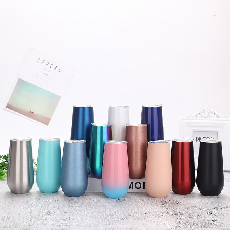 Necessities Champagne Glass Stainless Steel Red Wine Glass Beer Steins 6Oz Vacuum Insulated Wine Glass Egg Shell Cup