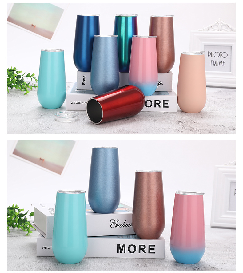 Necessities Champagne Glass Stainless Steel Red Wine Glass Beer Steins 6Oz Vacuum Insulated Wine Glass Egg Shell Cup