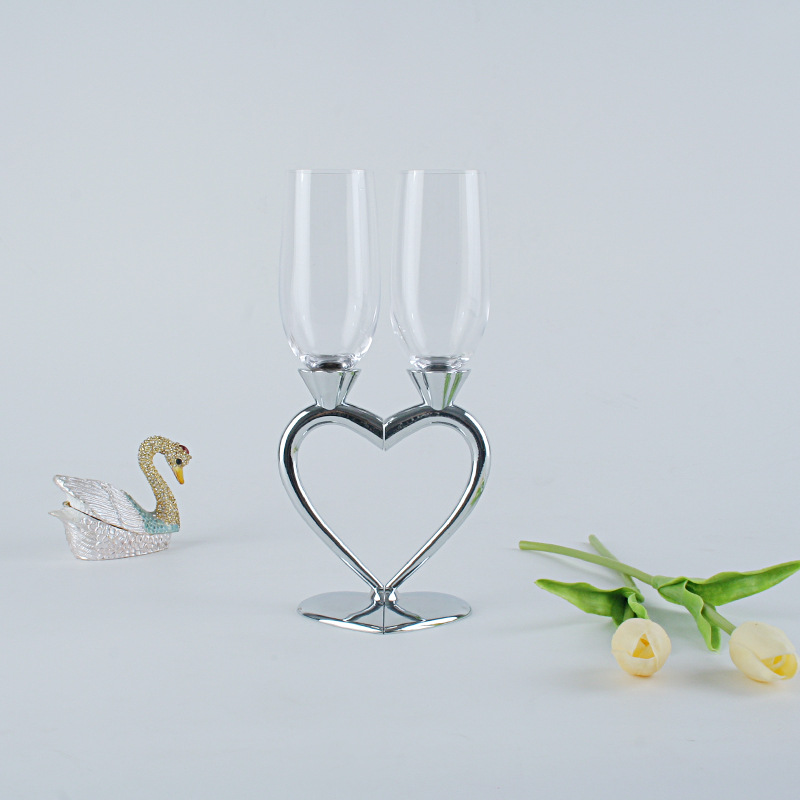 Heart-Shaped Crystal Champagne Set Couple Cups Wedding Favors Pie Couple Cups Crystal Glass Cup Bar Supplies Goblet