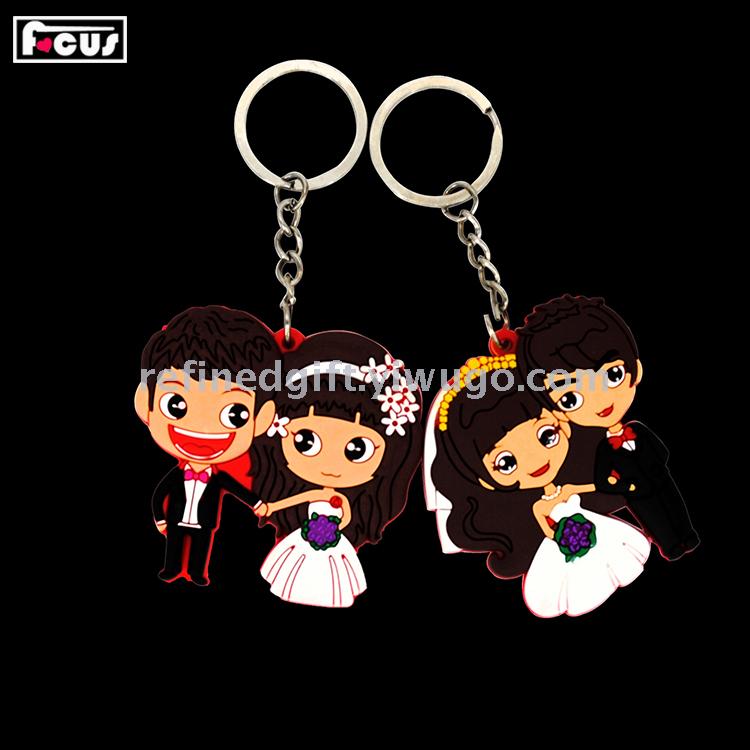PVC Hot Silicone Environmental Protection Double-Sided Wedding Celebration Gift Keychain Soft Glue Epoxy Keychain Factory