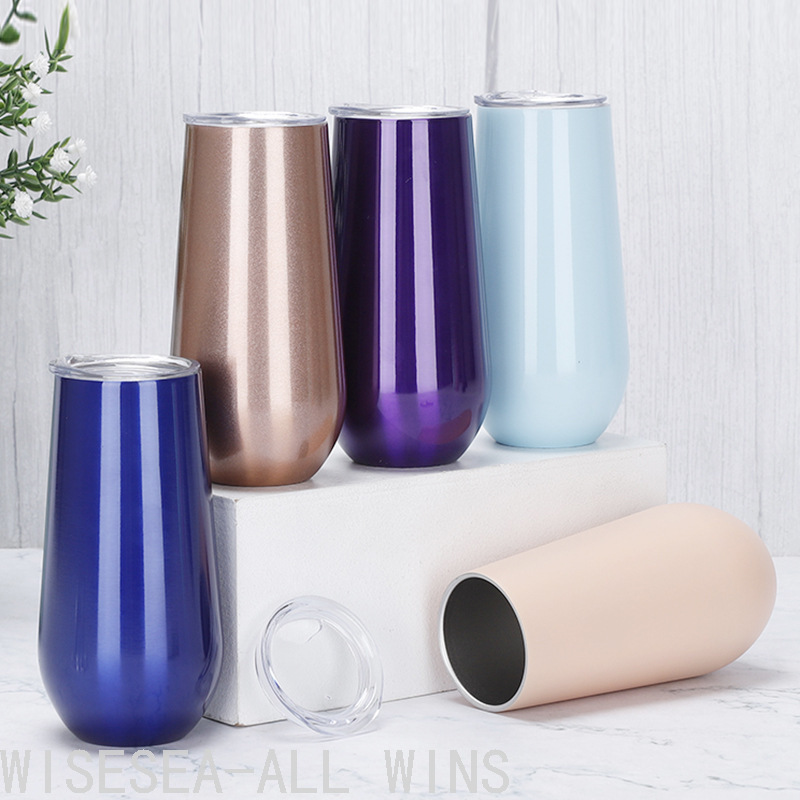 Swig Vacuum Egg Shell Egg Cup 304 Stainless Steel U-Shaped Wine Glass Champagne Glass Foreign Trade Vacuum Cup