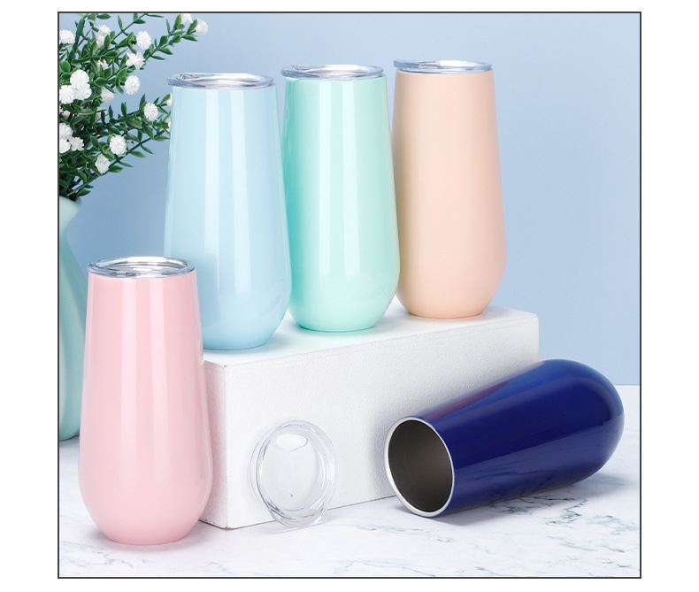 Swig Vacuum Egg Shell Egg Cup 304 Stainless Steel U-Shaped Wine Glass Champagne Glass Foreign Trade Vacuum Cup