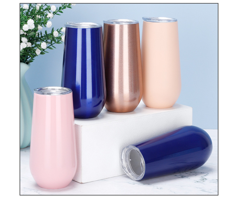Swig Vacuum Egg Shell Egg Cup 304 Stainless Steel U-Shaped Wine Glass Champagne Glass Foreign Trade Vacuum Cup