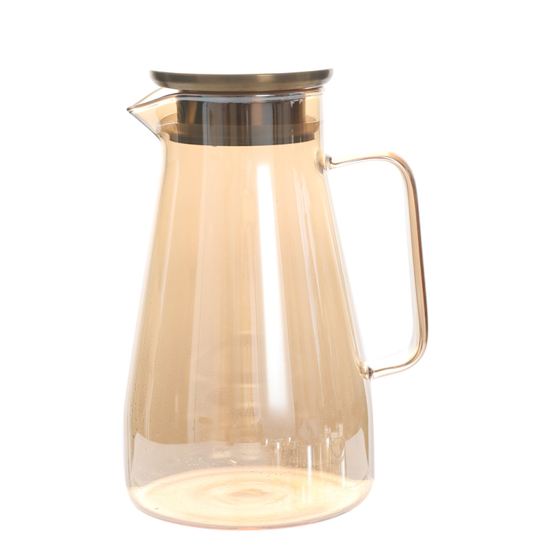Home Living Room Drinking Ware Cup Set Cold Water Light Luxury Champagne Heat-Resistant Glass Pot with Bamboo Tray