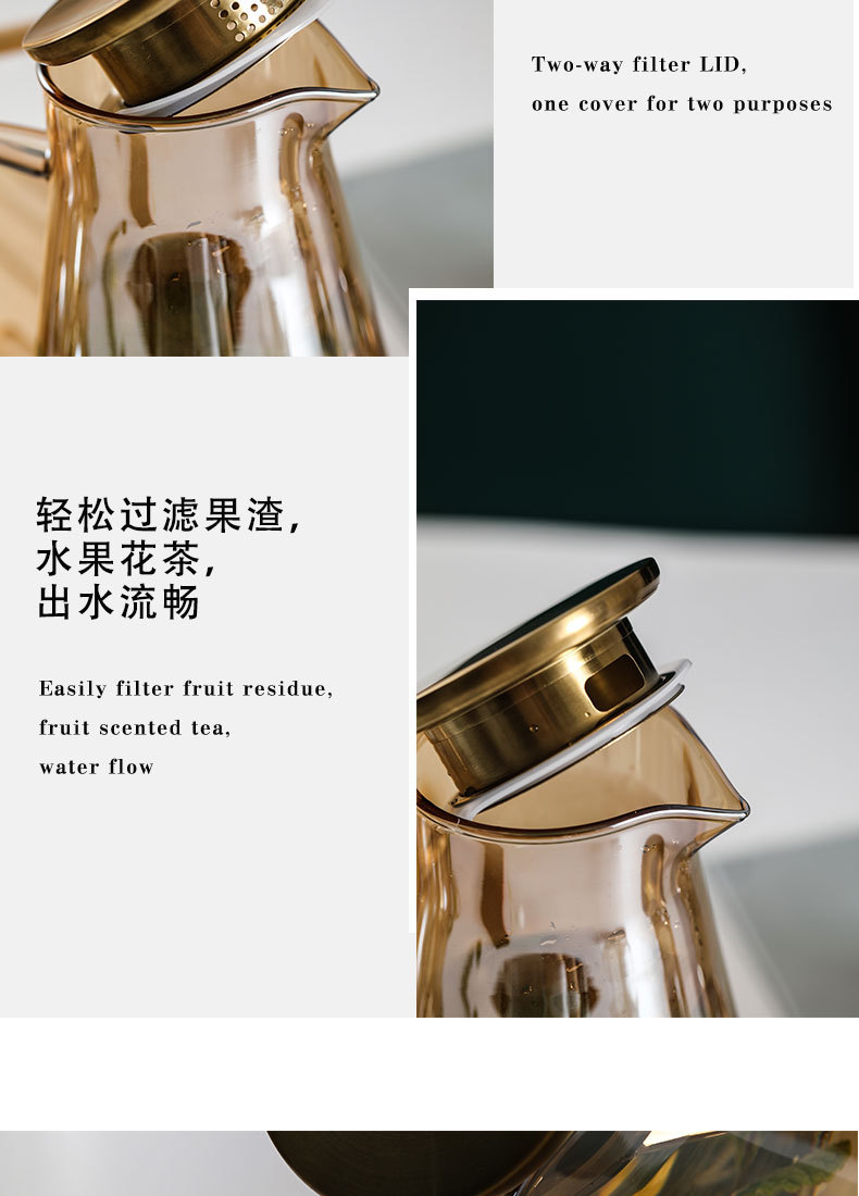 Home Living Room Drinking Ware Cup Set Cold Water Light Luxury Champagne Heat-Resistant Glass Pot with Bamboo Tray Home Living Room Drinking Ware Cup Set Cold Water Light Luxury Champagne Heat-Resistant Glass Pot with Bamboo Tray