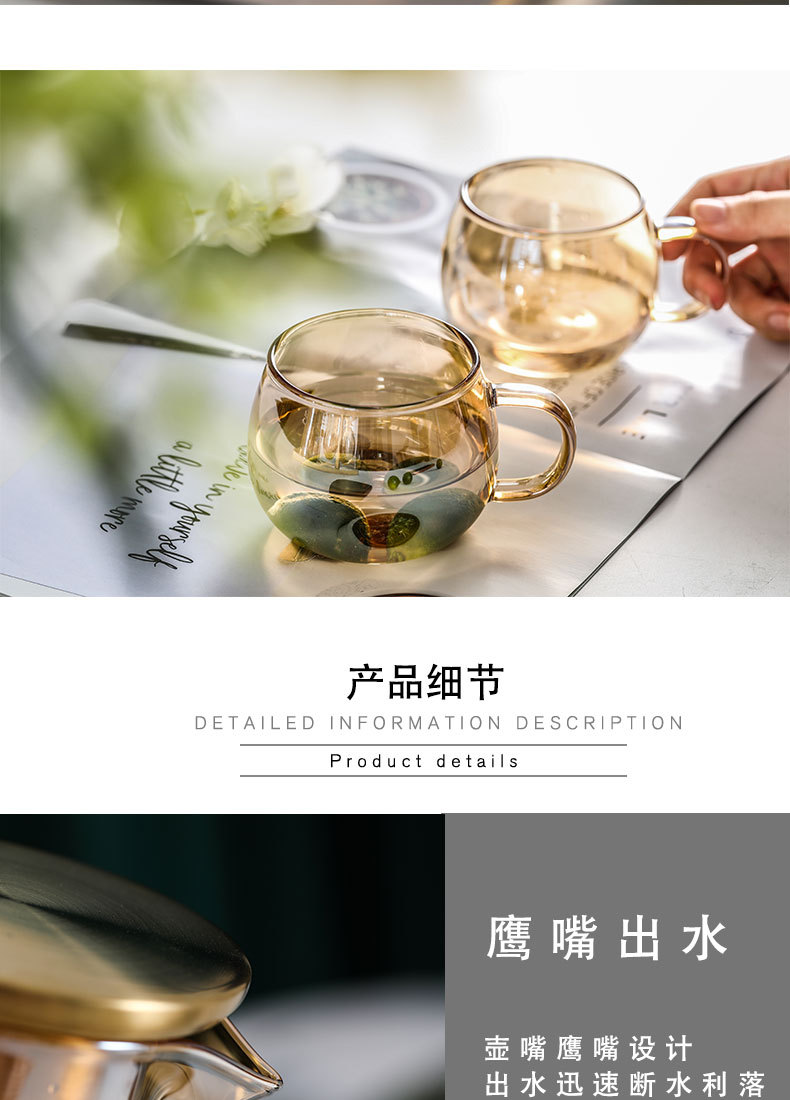 Home Living Room Drinking Ware Cup Set Cold Water Light Luxury Champagne Heat-Resistant Glass Pot with Bamboo Tray Home Living Room Drinking Ware Cup Set Cold Water Light Luxury Champagne Heat-Resistant Glass Pot with Bamboo Tray