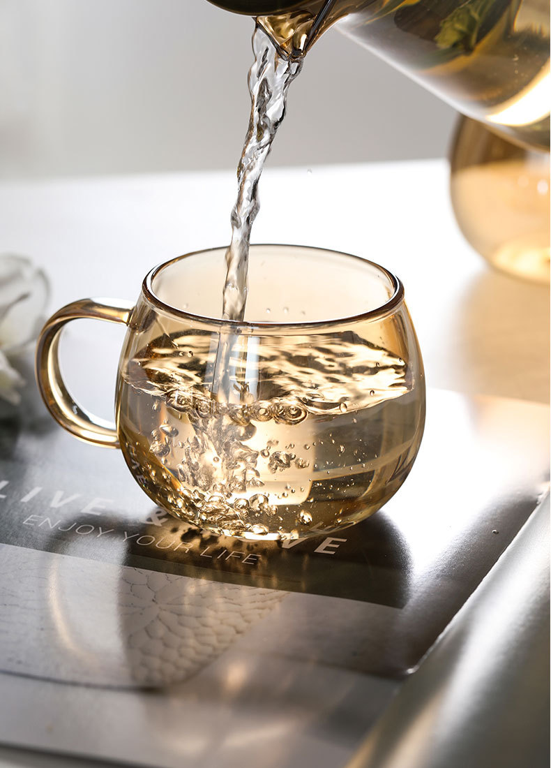 Home Living Room Drinking Ware Cup Set Cold Water Light Luxury Champagne Heat-Resistant Glass Pot with Bamboo Tray Home Living Room Drinking Ware Cup Set Cold Water Light Luxury Champagne Heat-Resistant Glass Pot with Bamboo Tray