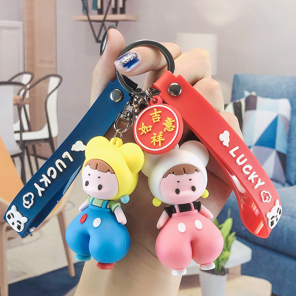 Wedding Keychain Original Cartoon Doll Lantern Girl Keychain Car Backpack Pendant Cute Key Ring Small Gift Wholesale