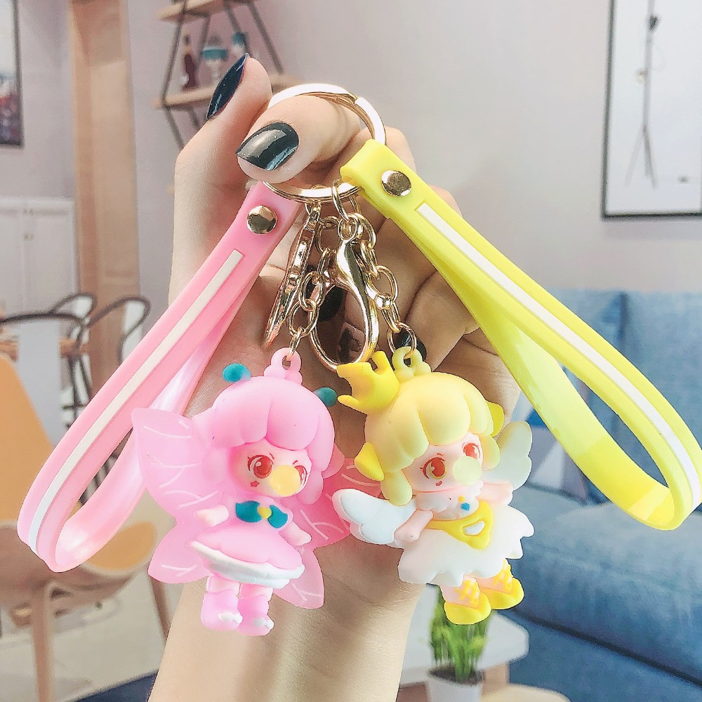 Wedding Keychain Original Cartoon Doll Lantern Girl Keychain Car Backpack Pendant Cute Key Ring Small Gift Wholesale
