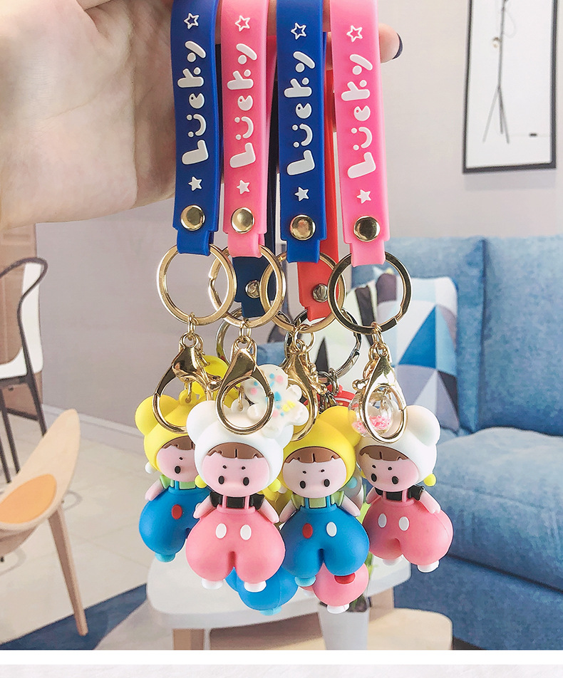 Wedding Keychain Original Cartoon Doll Lantern Girl Keychain Car Backpack Pendant Cute Key Ring Small Gift Wholesale