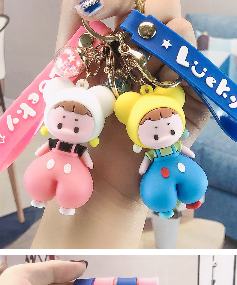 Wedding Keychain Original Cartoon Doll Lantern Girl Keychain Car Backpack Pendant Cute Key Ring Small Gift Wholesale