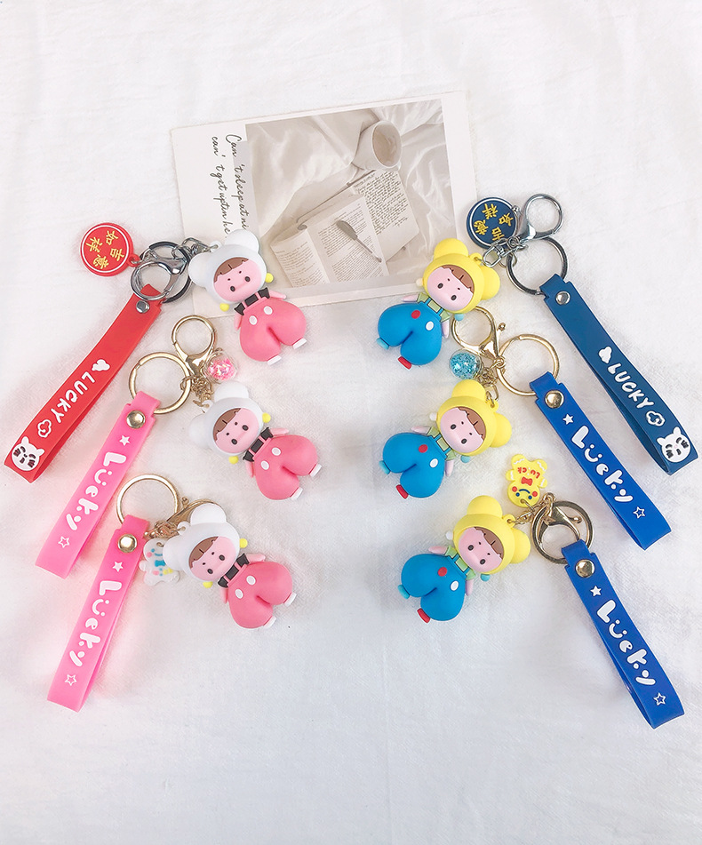 Wedding Keychain Original Cartoon Doll Lantern Girl Keychain Car Backpack Pendant Cute Key Ring Small Gift Wholesale