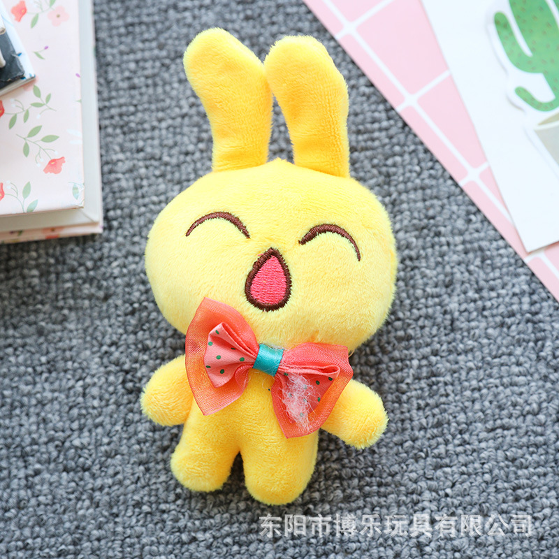 Paula Cartoon Rabbit Little Doll Plush Toy Bow Tie Bunny Pendant Keychain Color Rabbit Wedding Throws