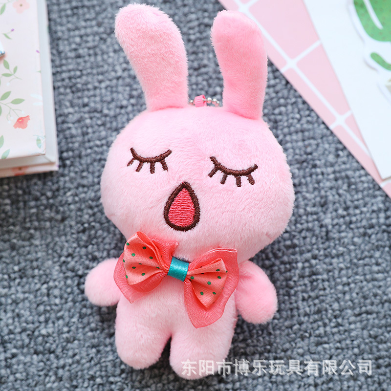 Paula Cartoon Rabbit Little Doll Plush Toy Bow Tie Bunny Pendant Keychain Color Rabbit Wedding Throws