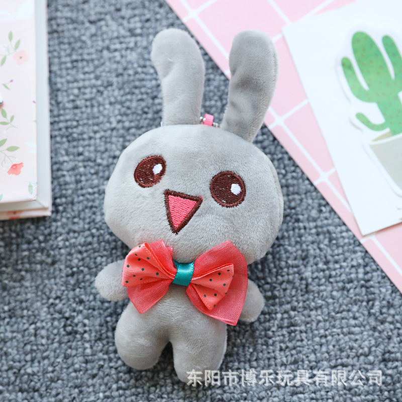 Paula Cartoon Rabbit Little Doll Plush Toy Bow Tie Bunny Pendant Keychain Color Rabbit Wedding Throws
