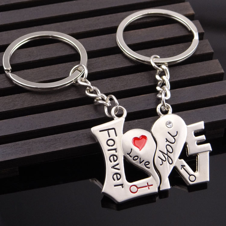 Wedding Keychain Factory Wholesale Heart-Shaped Couple Keychain Qixi Pendant Wedding Banquet Marriage Gift