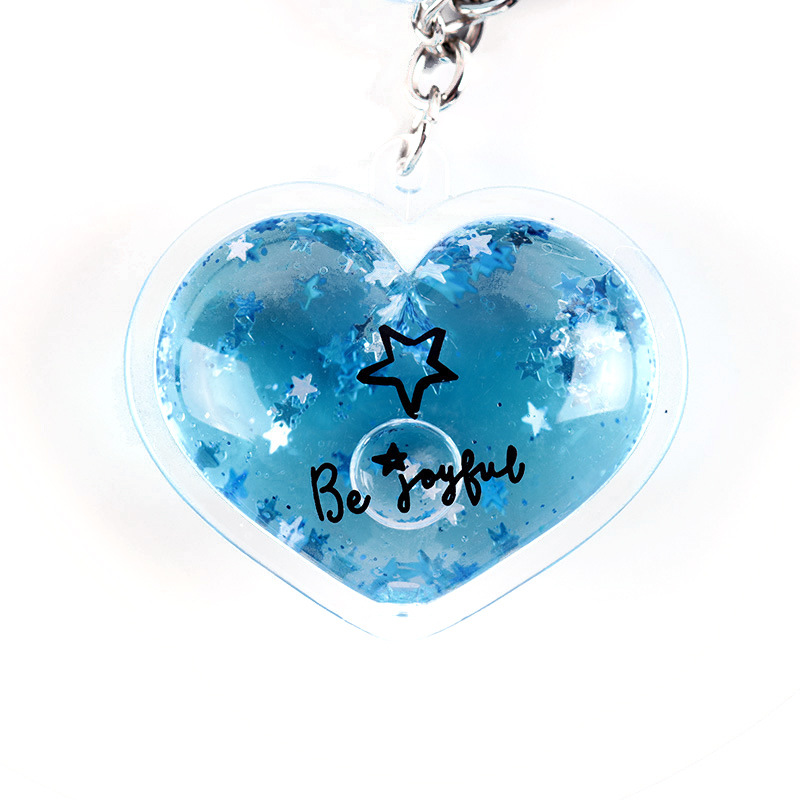 Wedding Keychain Ornament Heart-Shaped Oil-Filled Keychain Quicksand Key Chain Heart-Shaped Soft and Cute Girl Pendant