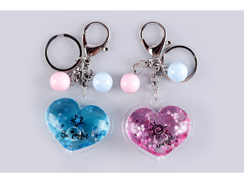 Wedding Keychain Ornament Heart-Shaped Oil-Filled Keychain Quicksand Key Chain Heart-Shaped Soft and Cute Girl Pendant