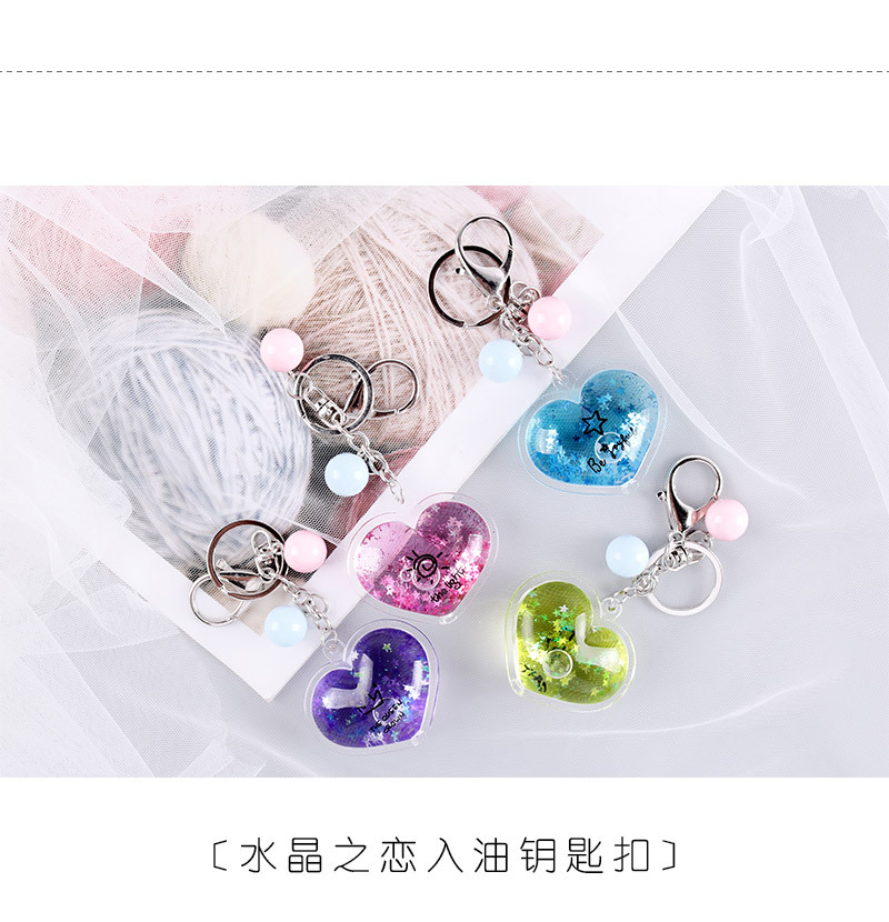 Wedding Keychain Ornament Heart-Shaped Oil-Filled Keychain Quicksand Key Chain Heart-Shaped Soft and Cute Girl Pendant