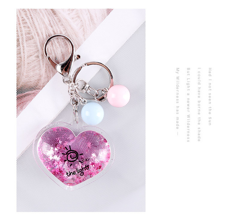 Wedding Keychain Ornament Heart-Shaped Oil-Filled Keychain Quicksand Key Chain Heart-Shaped Soft and Cute Girl Pendant