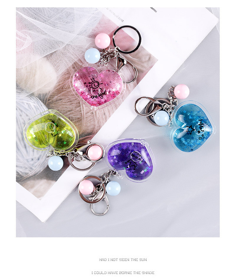 Wedding Keychain Ornament Heart-Shaped Oil-Filled Keychain Quicksand Key Chain Heart-Shaped Soft and Cute Girl Pendant