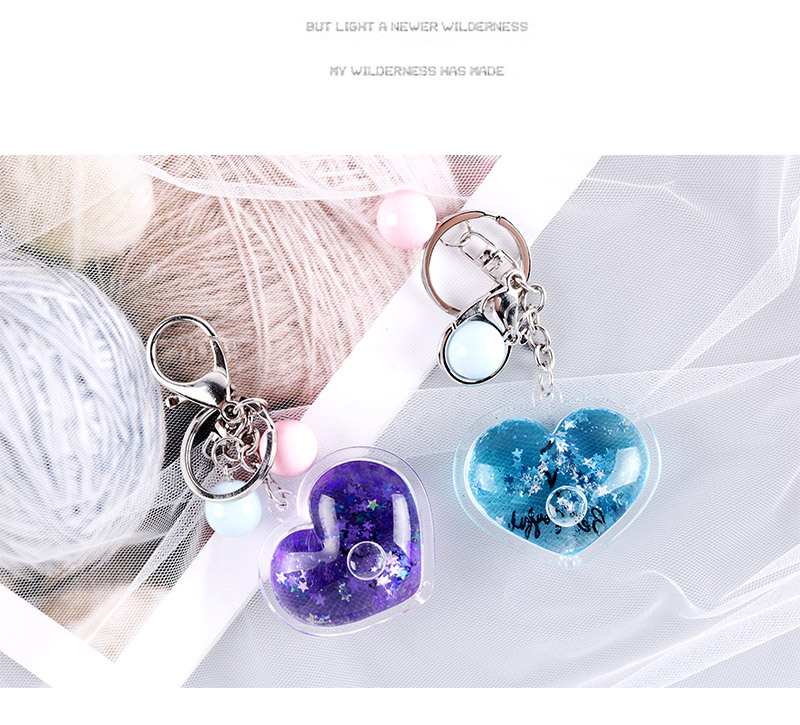 Wedding Keychain Ornament Heart-Shaped Oil-Filled Keychain Quicksand Key Chain Heart-Shaped Soft and Cute Girl Pendant