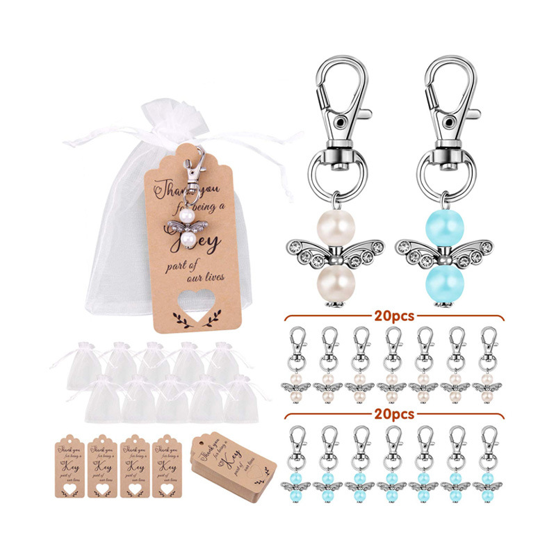 Creative Guardian Angel Wings Keychain Baby Baptism Party Supplies Wedding Birthday Gift Metal Keychains