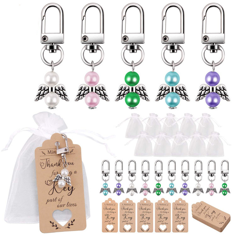 Creative Guardian Angel Wings Keychain Baby Baptism Party Supplies Wedding Birthday Gift Metal Keychains